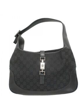 Gucci Shoulder Bag GG Canvas Jackie Black Silver